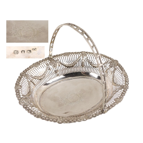 57 - An attractive 19th Century pierced decorated Adams design silver Fruit Basket,&nbsp;with swing handl... 
