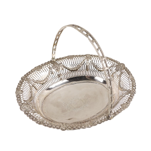 57 - An attractive 19th Century pierced decorated Adams design silver Fruit Basket,&nbsp;with swing handl... 