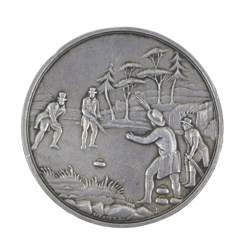 162 - Medal: Scottish Interest [Curling], a rare 19th Century Medal, the obverse depicting figures playing... 