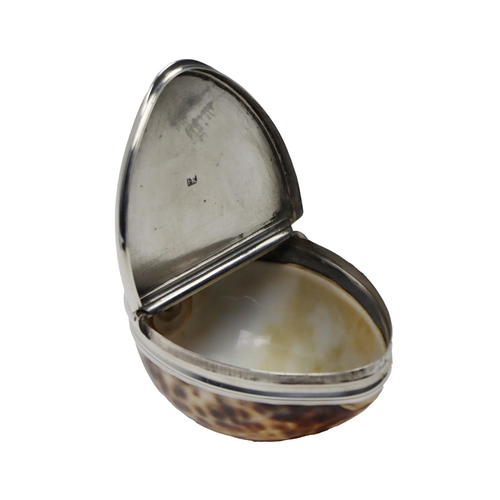 153 - An 18th Century Irish silver and shell crested Snuff Box, by James Kennedy (1768-1803), Dublin, with... 