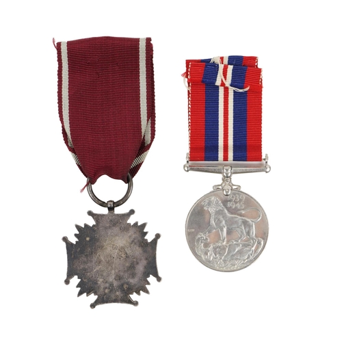 172 - Militaria: Medals, [W.W.II]&nbsp;a 1939-45 Medal, with red, blue and white ribbon; also a 'Krzyz Zas... 