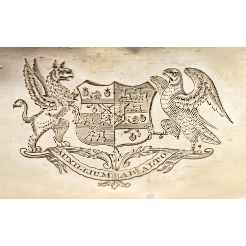 129 - A pair of fine quality Georgian period English silver crested Vegetable Tureens and Covers, with orn... 