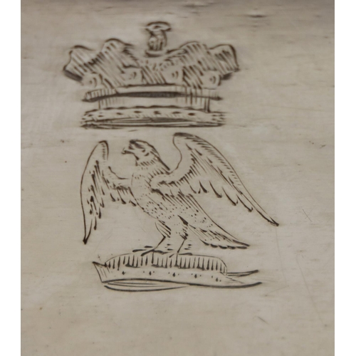 129 - A pair of fine quality Georgian period English silver crested Vegetable Tureens and Covers, with orn... 