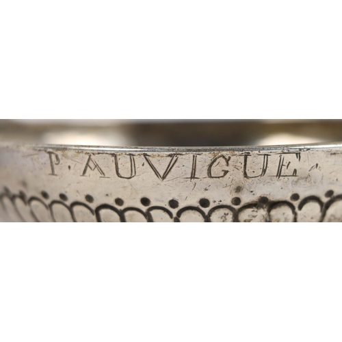 136 - An 18th Century French silver 'Tastevin' (converted & pierced) with ring handle,&nbsp;and inscri... 
