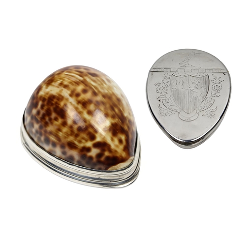 153 - An 18th Century Irish silver and shell crested Snuff Box, by James Kennedy (1768-1803), Dublin, with... 