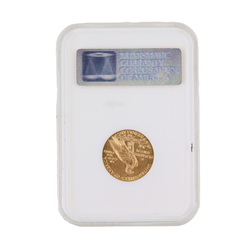 170 - Gold Coin: A 1909 D (Denver) $5 dollar gold Indian Head Coin, grade MS60 [102171-021] in graded case... 