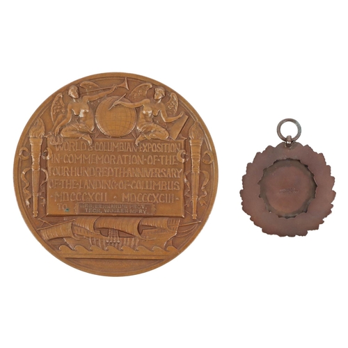 173 - Medals: A bronze Medal for Worlds Columbian Exposition, 1892 (400 years anniversary of the landing o... 