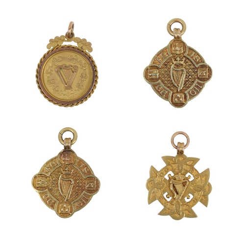 177 - Medals: [Irish Music] Two gilt (possibly gold) 'Feis Ceoil' Medal for small Irish harp and Senior ha... 