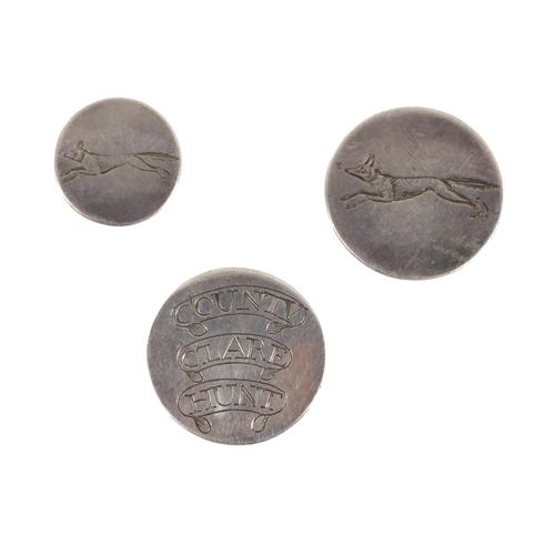 178 - [Co. Clare]  An important and rare set of 18th Century Irish silver Buttons, for the Co. Clare Chass... 