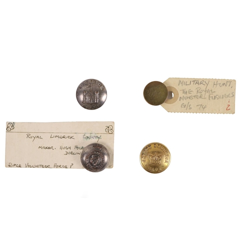 179 - [Limerick Interest] Buttons: a group of 4 rare Military Buttons for:* 