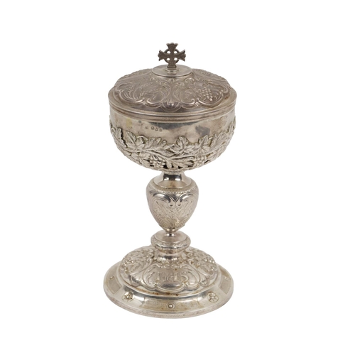 45 - A Victorian Irish silver Ciborium, the bowl and cover with gilt lined interior and cruciform finial,... 