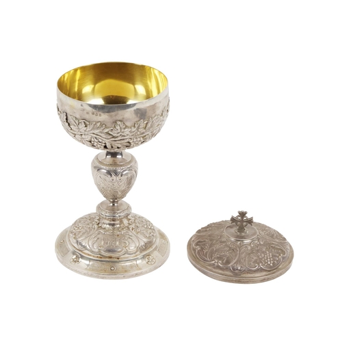45 - A Victorian Irish silver Ciborium, the bowl and cover with gilt lined interior and cruciform finial,... 
