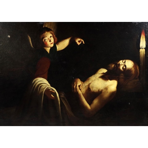1000 - Circle of Triomphe Bigot (The Candlelight Master) (1579-1650)  “Angel and the Dead Christ, at Candle... 
