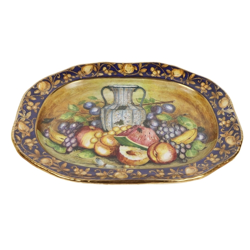 1203 - An attractive pair of Italian fruit decorated Urns & Covers, by Batiquani of Italy, approx. 30cm... 