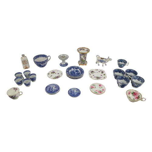 1222 - A collection of Spode and Booths blue and white Cups and Saucers, etc., including cow design cream j... 