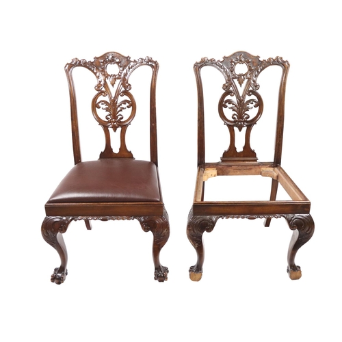 1201 - A set of 10 (8 + 2) Georgian style Dining Chairs, with carved and pierced decorated splat backs, abo... 