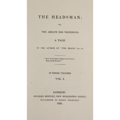 10 - [Harvey (James)] The Headsman; or The Abbaye des Vignerons. A Tale, 3 vols. Lond. 1833. First Britis... 