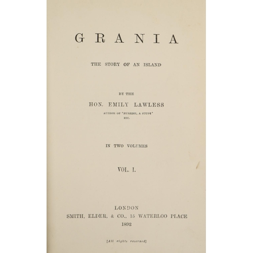 13 - Lawless (Hon. Emily) Grania - The Story of an Island, 2 vols. Lond. 1892. First Edn., 2 hf. titles, ... 