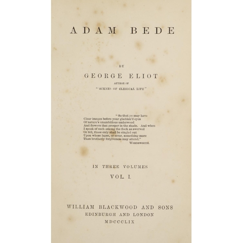 14 -  The Author's First Book[Evans (Mary Ann)] Eliot (George), Adam Bede, 3 vols. 8vo Edin. & L. (Wm... 