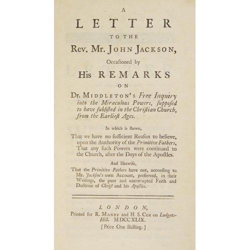 24 - Pamphlets: Anon.&nbsp;A Letter to the Rev. Mr. John Jackson, Occasioned by His Remarks on Dr. Middle... 