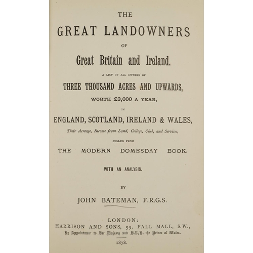 34 - Genealogy: Bateman (John)&nbsp;The Great Landowners of Great Britain and Ireland, Lond. 1878.&nbsp;F... 