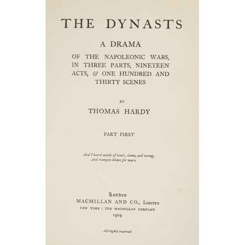 4 - Hardy (Thomas) The Dynasts - A Drama, 3 vols. London (Macmillan & Co.) 1904. Attractive hf. crim... 