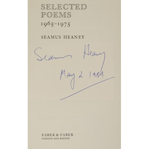 50 - Heaney (Seamus)&nbsp;Selected Poems, 1965-1975, 8vo L. (Faber & Faber) 1980 tipped in signature ... 