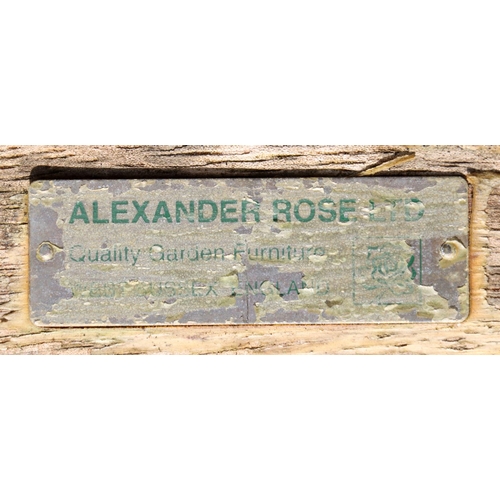 25 - A suite of wooden Patio Furniture, by Alexander Rose Ltd., comprising bench, two armchairs and two s... 