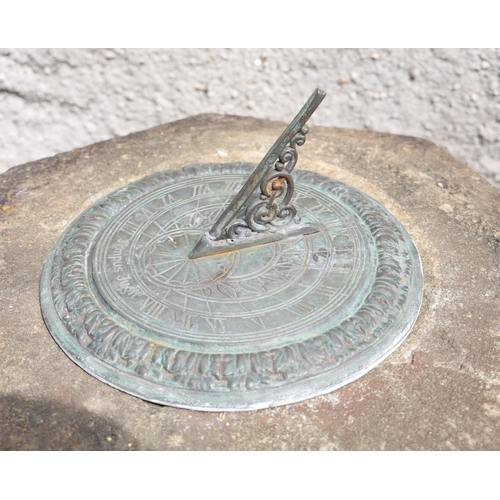 37 - A 19th Century cut limestone hexagonal and bulbous shaped Sundial Stand&nbsp;(with later sundial), a... 