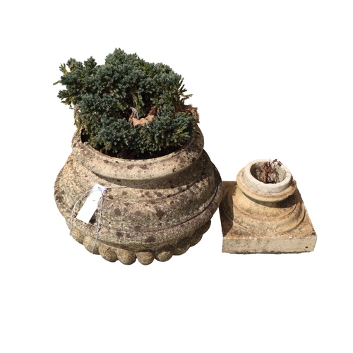 38 - A pair of large 'Lutyens' style terracotta Urns on Stands, each approx. 80cms (30
