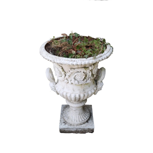 56 - A pair of fine quality Victorian period cast iron Garden Urns, with pierced floral design surround, ... 