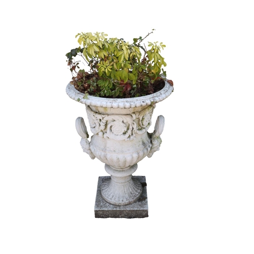 56 - A pair of fine quality Victorian period cast iron Garden Urns, with pierced floral design surround, ... 