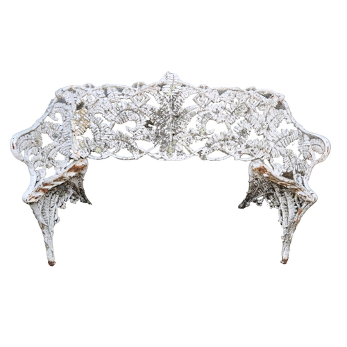 60 - A suite of three Victorian 'fern leaf' design Coalbrookdale cast iron Benches, (two large 156cms (62... 