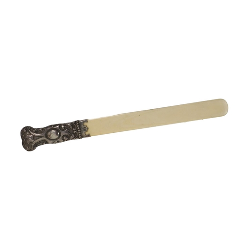 27 - A good large Page Turner or Letter Opener, with fine crested embossed silver handle with London mark... 