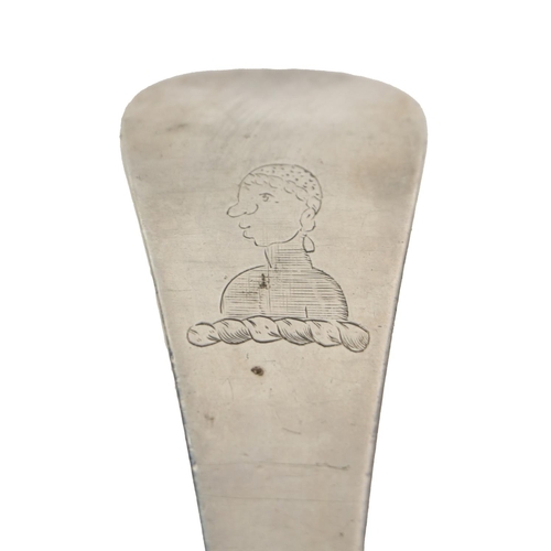 34 - A fine quality early 18th Century English silver 'Hash' Spoon, with engraved crest of head of a Nubi... 