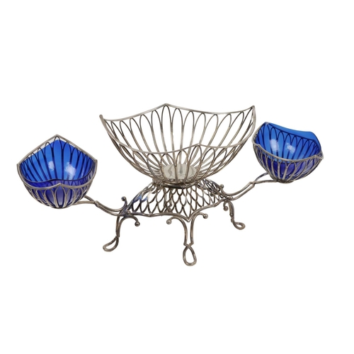 47 - An attractive late Victorian silver three part rigid classical design Epergne, the center removable ... 