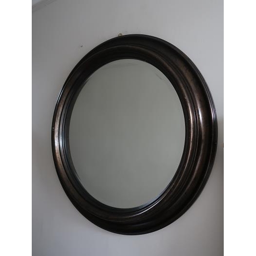 1 - A mid century Art Deco revival circular mirror, 94 cms diameter.