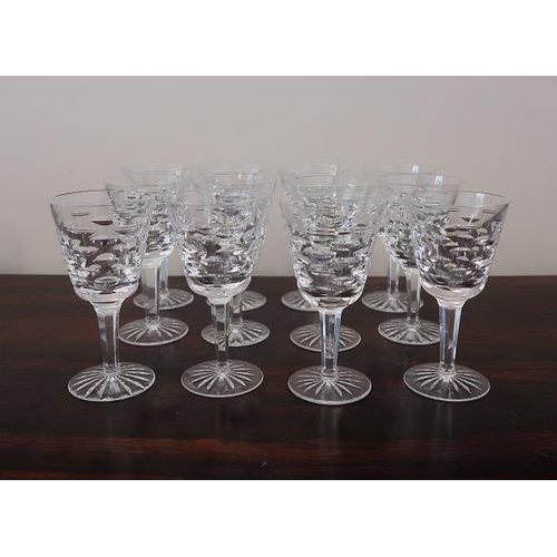 33 - A set of twelve Waterford crystal Tralee pattern wine glasses.