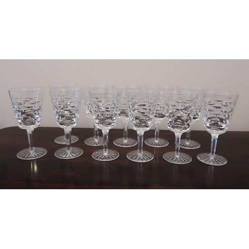 34 - A set of eleven Waterford crystal Tralee pattern claret glasses.
