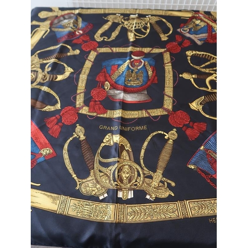 45 - A Hermes silk scarf, 'Grand Unforme' 90 x 90 cms, in presentation box.