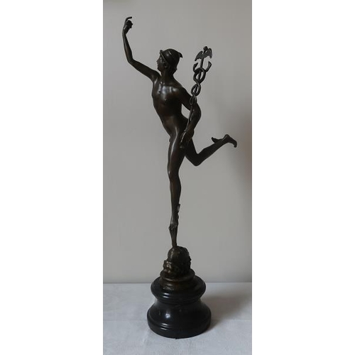 53 - G. Bologna 'Mercury' Bronze, 51 cms high. Signed.