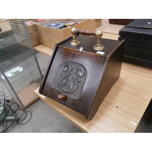 175 - mahogany and brass handle coal bucket