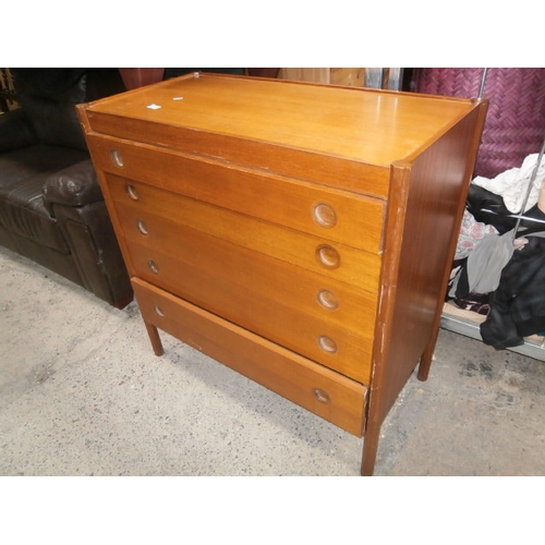 509 - Mid century teak five drawer chest of drawers