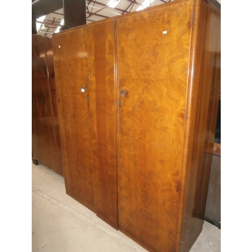 510 - Vintage mahogany triple wardrobe