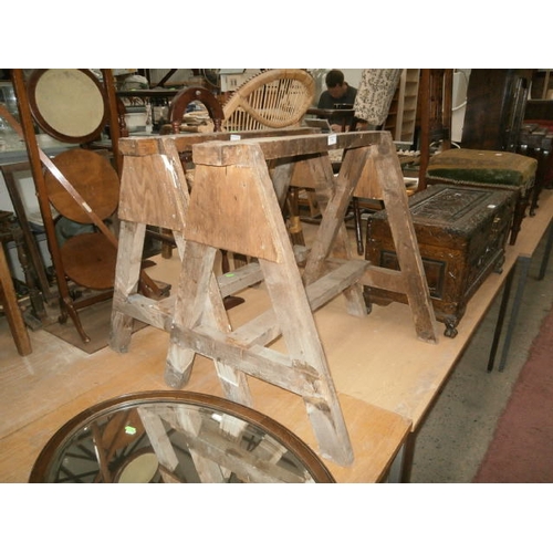 153 - Pair of wooden work horses