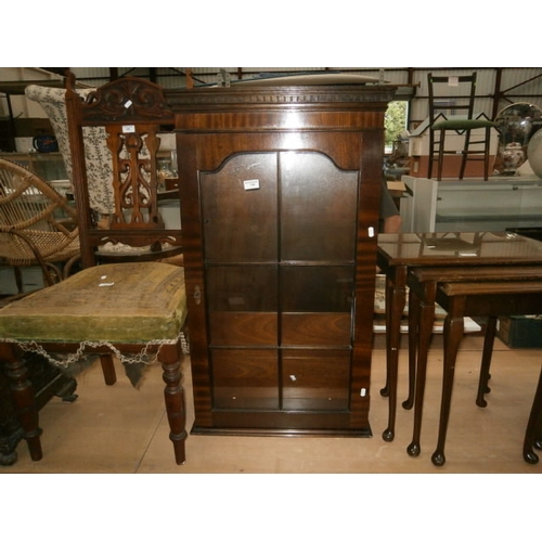 156 - Mahogany display cabinet with key