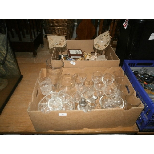 156 - 2 boxes inc glassware, vases, ornaments, etc