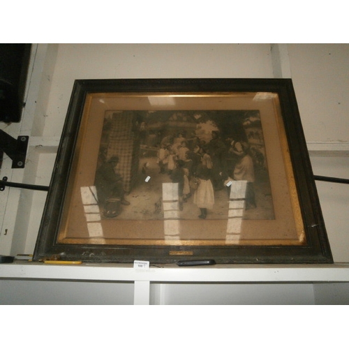 180 - Large old picture in 1930's solid oak frame