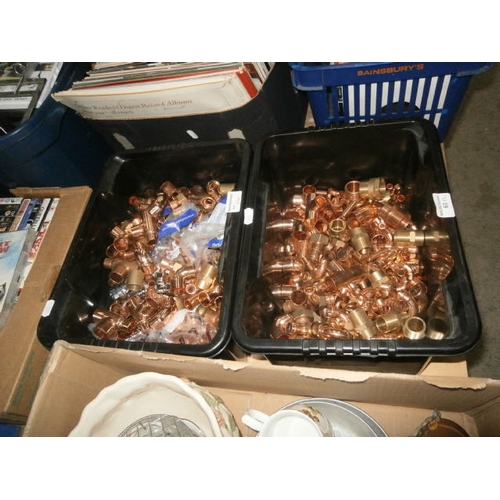 63 - 2 boxes of new copper and brass plumbing fittings