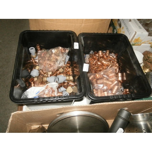 73 - 2 boxes of new brass and copper plumbing fittings
